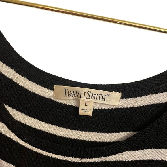 TravelSmith Sleeveless Scoop Neck Striped Knit Dress Navy White Large - Picture 3 of 7